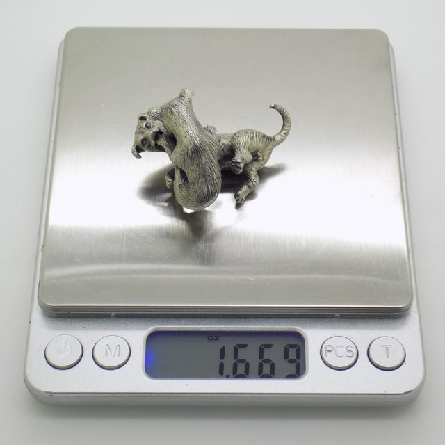 Vintage Italian Handmade Genuine Silver Playful Puppy Dogs Large & Rare Figurine, Made in Tuscany For Sale - Image 9 of 10