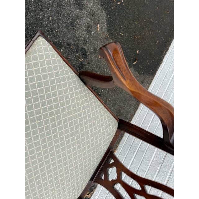 Late 20th Century Late 20th Century Set of 8 Solid Mahogany Straight Leg Chippendale Style Dining Chairs For Sale - Image 5 of 16