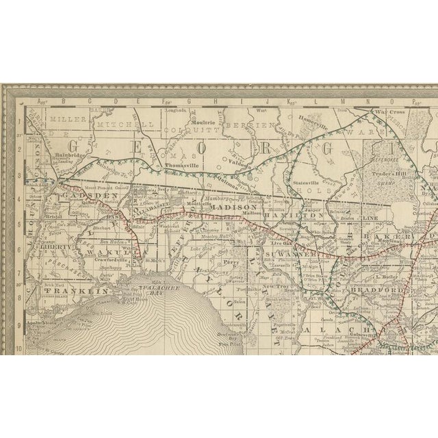 Antique Map of Railroads and Settlements and Gulf Coast Detail, 1888 For Sale - Image 3 of 11