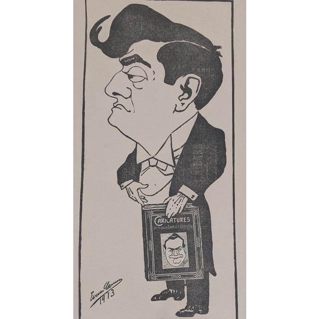 Antique Print Hand-Drawn Sketch Drawing by Enrico Caruso 1913 - Nyc ...