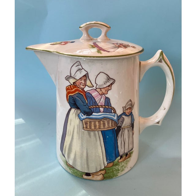 1900's Edwin Knowles China Co, Ceramic Chocolate Coffee Pot With Dutch Figures For Sale - Image 10 of 10