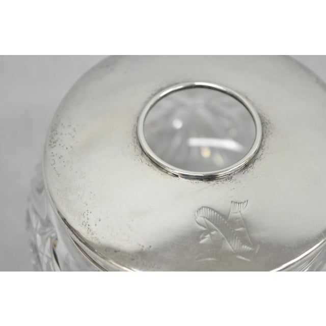 Antique Victorian Sterling Silver Crystal Glass Vanity Hair Receiver "N" Mono For Sale - Image 11 of 14