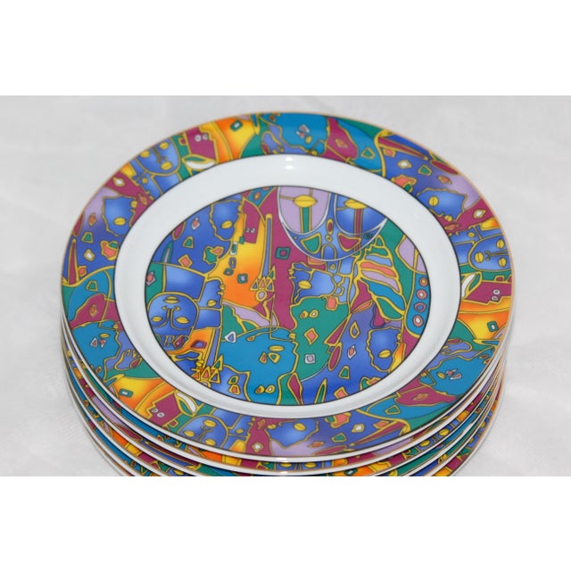 Multicolor porcelain dessert plates Set of 6 Purple Red Green Yellow Teatime Teaparty Gift for her French porcelain plates...