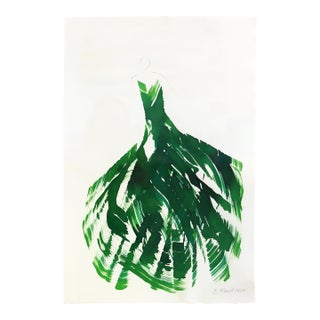 The Green Dress 12 - Minimalist Figurative Original Artwork by Bettina Mauel For Sale