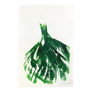 The Green Dress 12 - Minimalist Figurative Original Artwork by Bettina Mauel