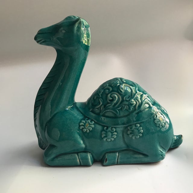 Teal Vintage Chinese Turquoise Crackle-Glaze Tang-Style Camel Sculpture For Sale - Image 8 of 13