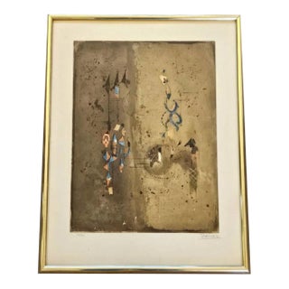 Mid 20th Century Johnny Friedlaender Abstract Composition Color Etching With Aquatint, Signed & Numbered For Sale