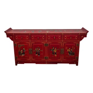 Chinese Painted Chest of Drawers in Brass For Sale