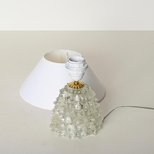 Large Vintage Murano Rostrato Glass and Brass Table Lamp, Italy, 1940s For Sale - Image 10 of 16