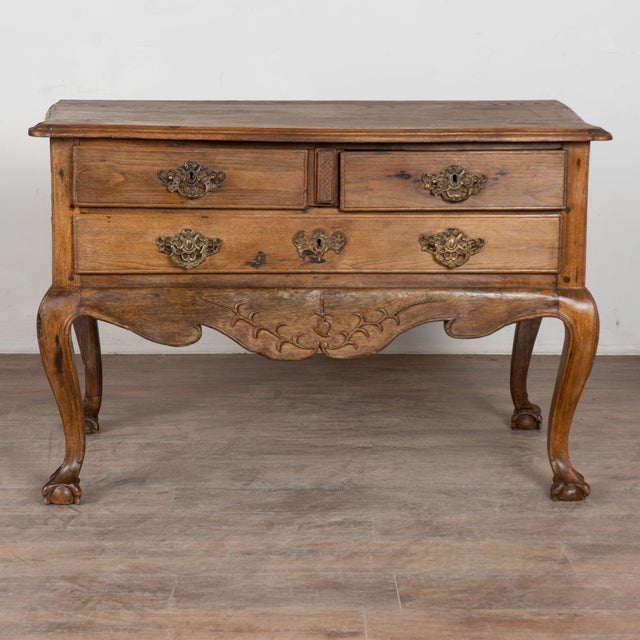 French Provincial 19th Century French Oak Chest of Drawers or Console Table With Cabriole Legs For Sale - Image 3 of 12