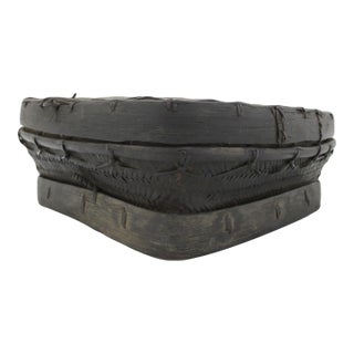 Filipino Ifugao Hukop Handwoven Square Lidded Rice Basket Storage Box For Sale