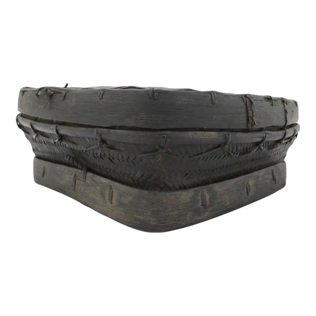 Filipino Ifugao Hukop Handwoven Square Lidded Rice Basket Storage Box For Sale