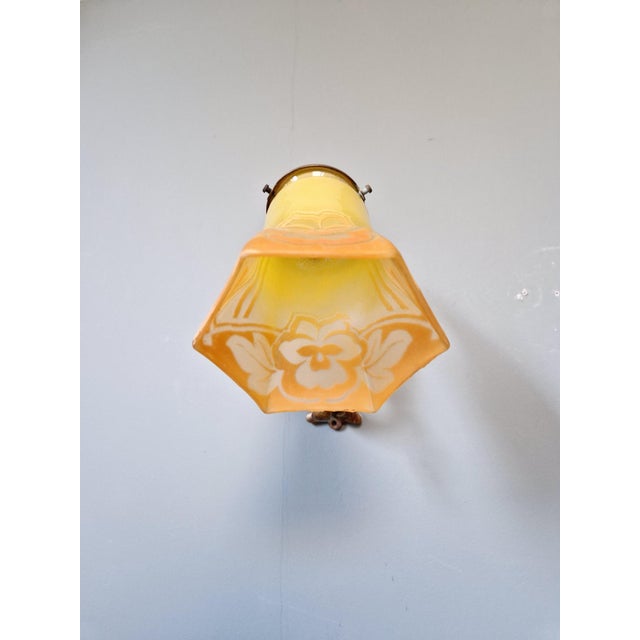 Art Nouveau Wall Light in Bronze and Satin Glass, 1900s For Sale - Image 15 of 18