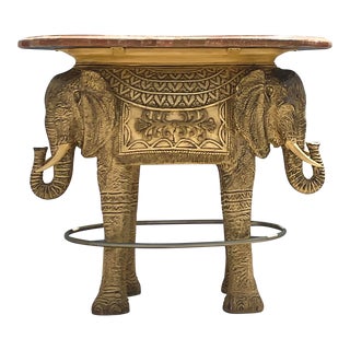 Vintage Coastal Tessellated Stone Double Elephant Dry Bar For Sale