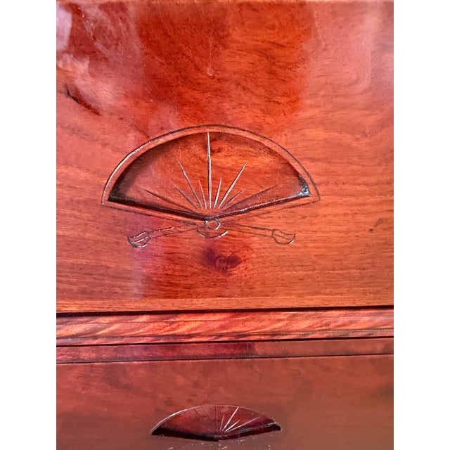Red Vintage Chinese Carved Rosewood Dresser With Freestanding Floor Mirror – 2 Pieces For Sale - Image 8 of 18