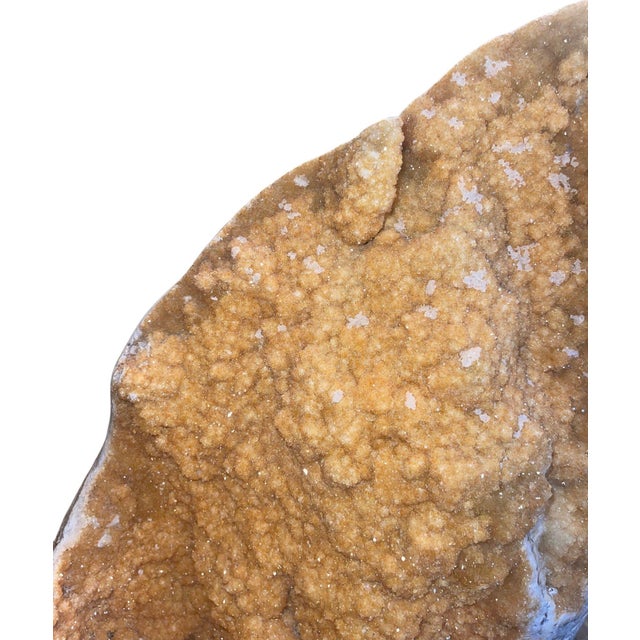 Large Natural Citrine Quartz Crystal Specimen on Wooden Base-Brazil 20th Century For Sale - Image 10 of 10