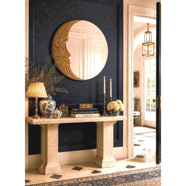 Man in the Moon Mirror Large Gold Crescent 36” Vintage Celestial 1990s For Sale In Las Vegas - Image 6 of 12