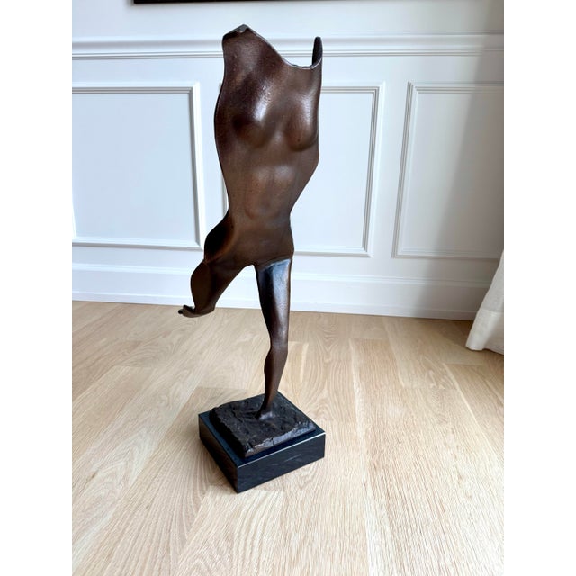 Bronze Vintage Modernist Abstract Female Figure Sculpture in Cast Bronze on Marble Base For Sale - Image 8 of 10