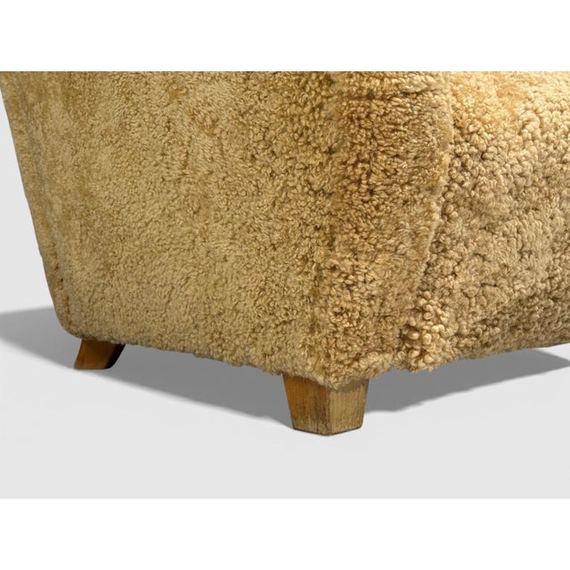 Finnish Modern, Organic Lounge Chairs, Shearling, Wood, Finland, 1940s For Sale - Image 10 of 11
