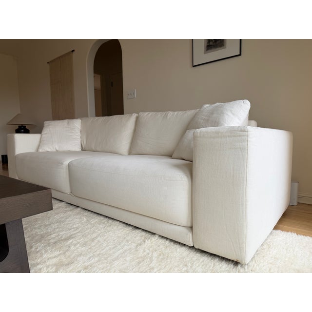 Rh Bella Sofa – Belgium Linen Basket Weave | White For Sale - Image 9 of 13