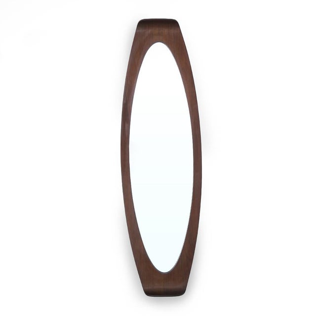 Mirror with Curved Wooden Frame, 1960s For Sale - Image 11 of 11
