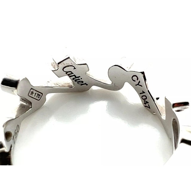 Silver Cartier Signature 18k White Gold Script Band Ring - Size 5 For Sale - Image 8 of 8