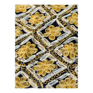 Navy Mid 20th Century Never Used Ghabani Embroidered Tablecloth For Sale