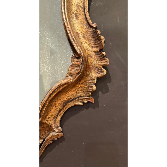 Late 19th Century Antique Italian Rococo Style Silver Gilt Wall Mirror For Sale - Image 5 of 9