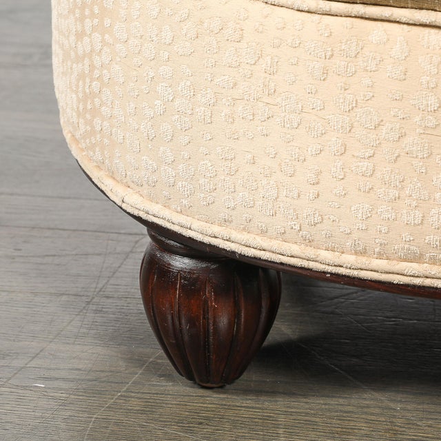 Art Deco Upholstered Ottomans With Walnut Reeded Supports Manner of Ruhlmann For Sale - Image 11 of 13