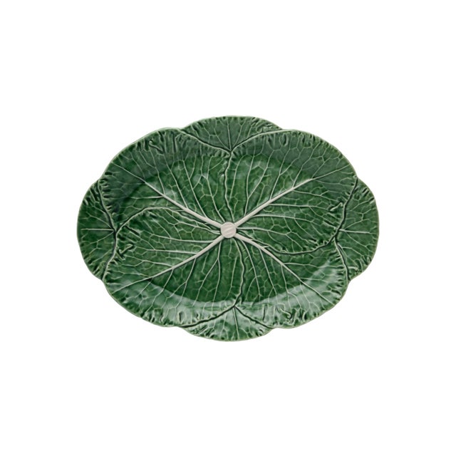 2020s Bordallo Pinheiro Cabbage Oval Platter, Green, 17" For Sale - Image 5 of 5