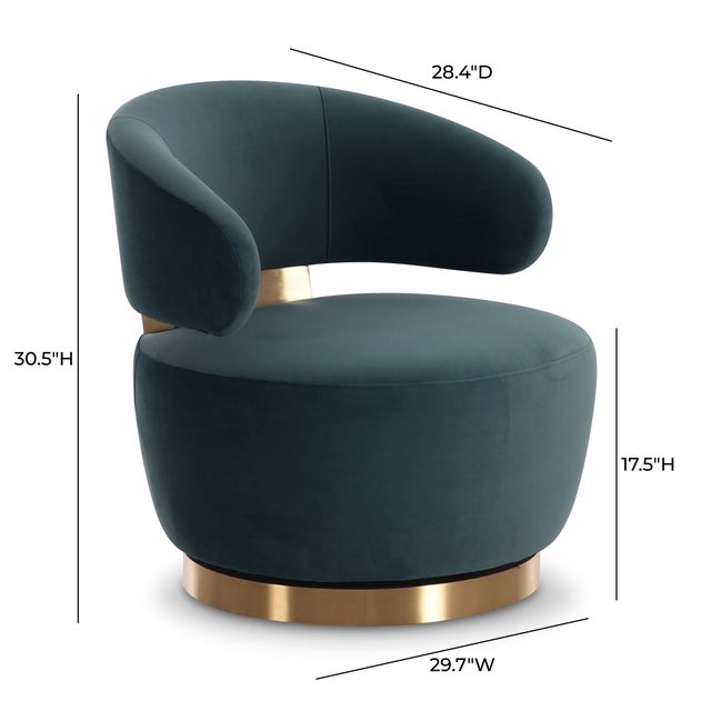 Austin Dark Teal Velvet Swivel Chair For Sale In Los Angeles - Image 6 of 7