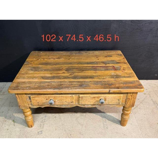 Wood Pine Coffee Table, 1930 For Sale - Image 7 of 10