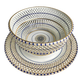 18th Century, Vienna Porcelain Attributed, Pierced Porcelain Basket and Stand For Sale