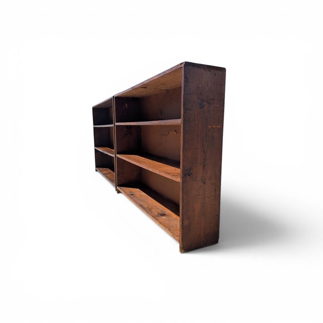 Vintage Primitive Rustic Low Wood Bookcase No. 57a For Sale - Image 17 of 18