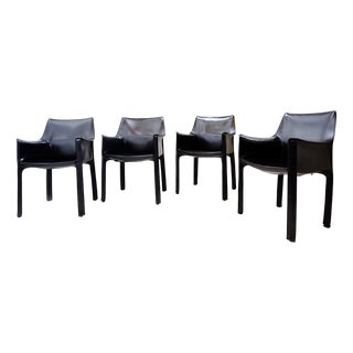 Vintage Cab 413 Chairs by Mario Bellini for Cassina, 1970s, Set of 4 For Sale
