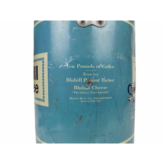 Wood Early 1900's Large Bluhill Brand Coffee Martin Bros. Co Coffee Tin Usa For Sale - Image 7 of 12