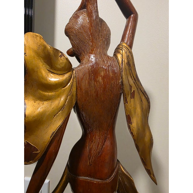 1940s Balinese Polychrome & Lacquered Devata Sculpture - Klungkung Collective For Sale - Image 11 of 12