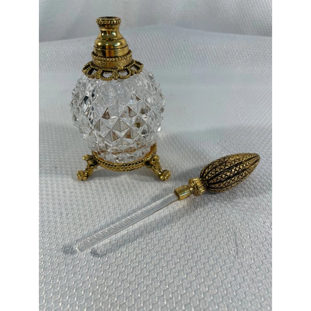 Metal Vintage French Style Ormolu and Cut Crystal Perfume Bottle For Sale - Image 7 of 12