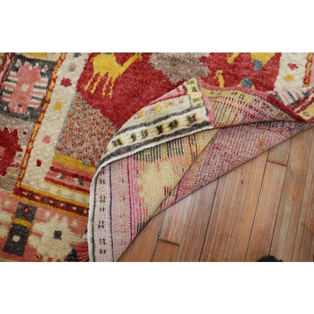Early 20th Century Zabihi Collection Turkish Anatolian Animal Small Square Rug - 3'9" x 4'7" For Sale In New York - Image 6 of 8