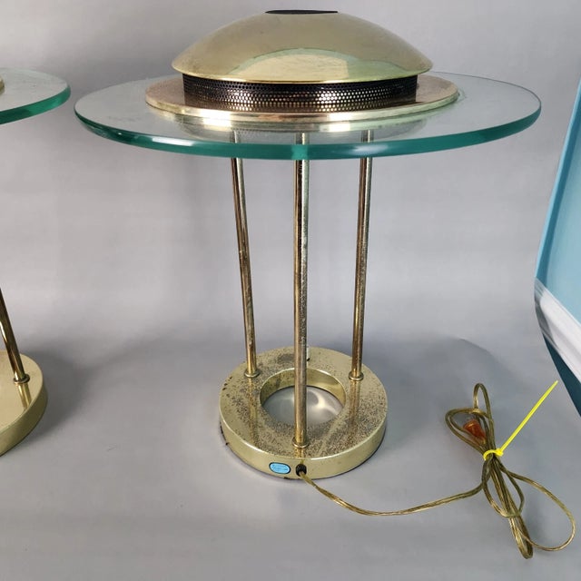 George Kovacs Robert Sonneman Saturn Desk Table Lamps Pair 1980s For Sale - Image 4 of 12
