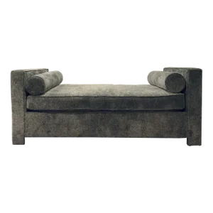 Thomas O'Brien for Hickory Chair Custom Textured Dark Gray Velvet Chaise Lounge