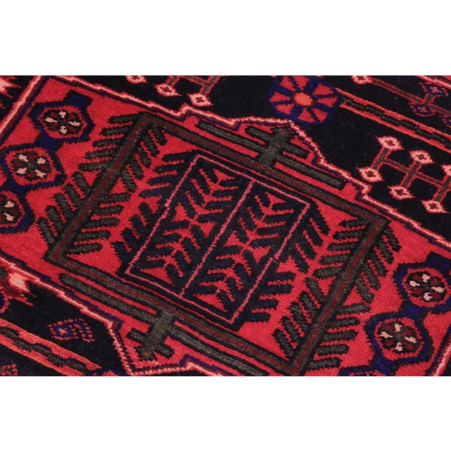 Textile Vintage Hand-Knotted Wool Runner Rug – 3.10 X 8.3 Red Tribal For Sale - Image 7 of 8