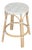 Tobias 24 in. Seat Height Round Rattan Backless Counter Stool, White/Gray Dot / Natural Rattan Frame For Sale