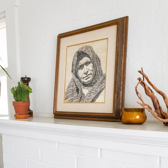 Drawing/Sketching Materials Early 20th Century Pen and Ink Portrait by Texas Artist Weldon Amerine For Sale - Image 7 of 11