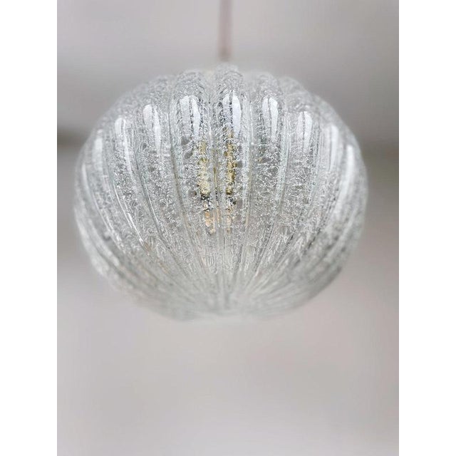 Vintage German Crackle Glass Pendant Lamp from Doria, 1960s For Sale - Image 3 of 15