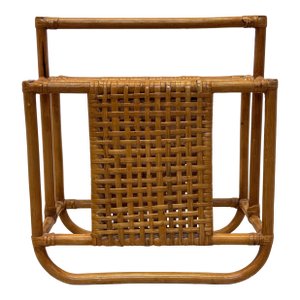 Mid-Century Bamboo and Rattan Magazine Rack, 1970s