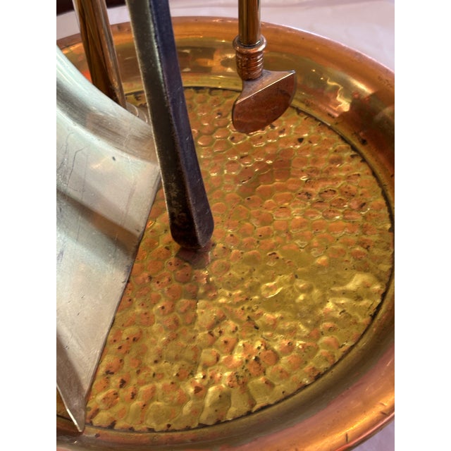 Early 20th Century Copper and Brass Lion Paw Fireplace Set For Sale - Image 9 of 12
