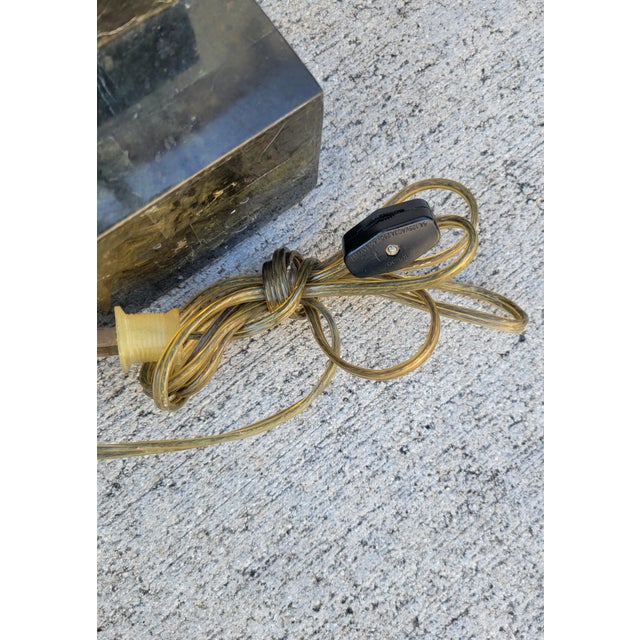 Vintage Maitland Smith Art Deco Tessellated Stone Brass Iron Marble Base Floor Lamp For Sale - Image 11 of 14