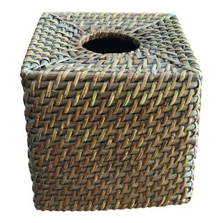 Vintage Rattan Tissue Box Cover For Sale
