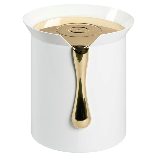 Metal Melt Side Table in Lacquered Steel and Polished Brass by Christophe Perichon For Sale - Image 7 of 7